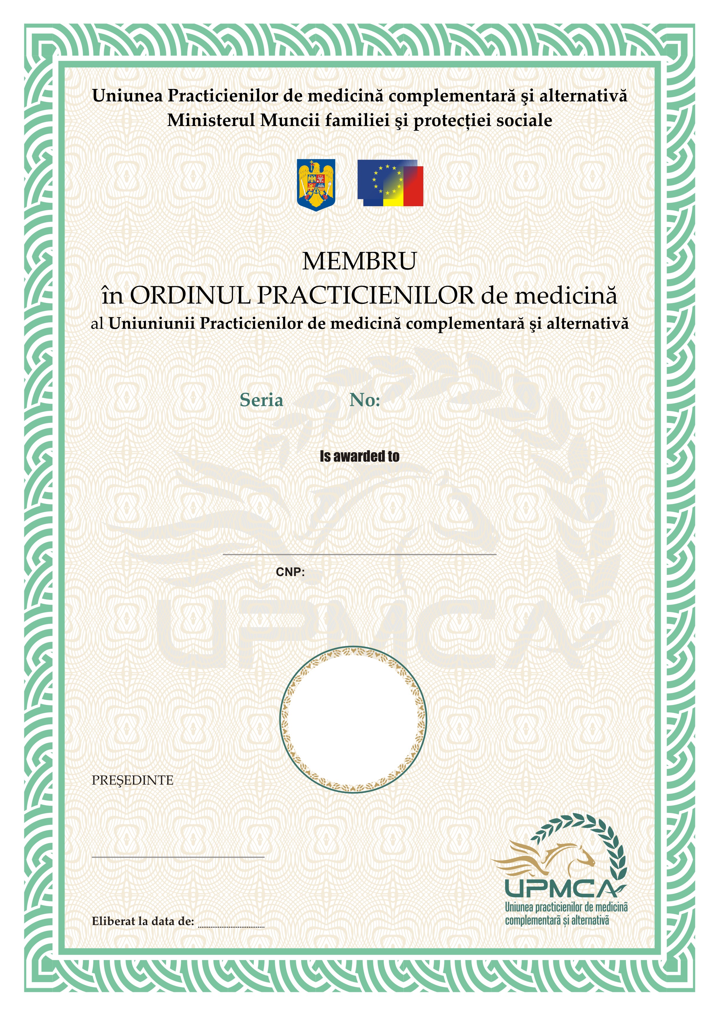 Diplomă membru OPMCA